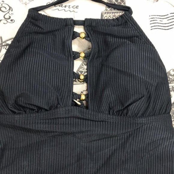 2/$40 Salt+Cove Juniors' Ribbed Halter Tankini Top - Picture 4 of 7